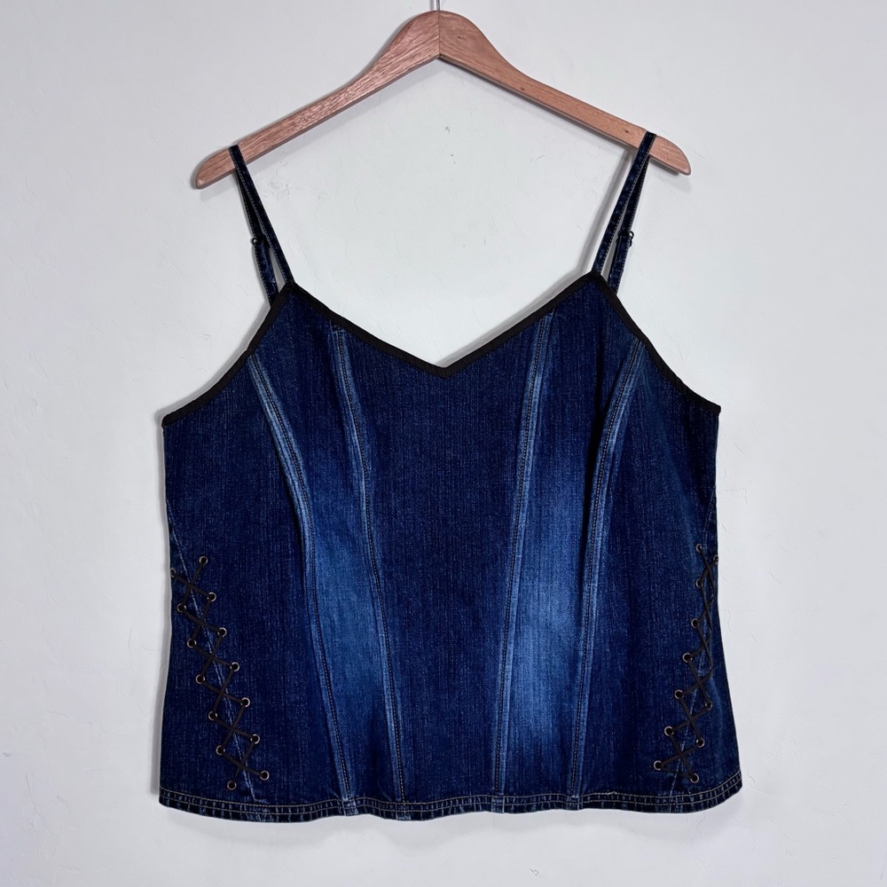 NWT Y2K Venezia Denim Corset Lace Up Bustier Top